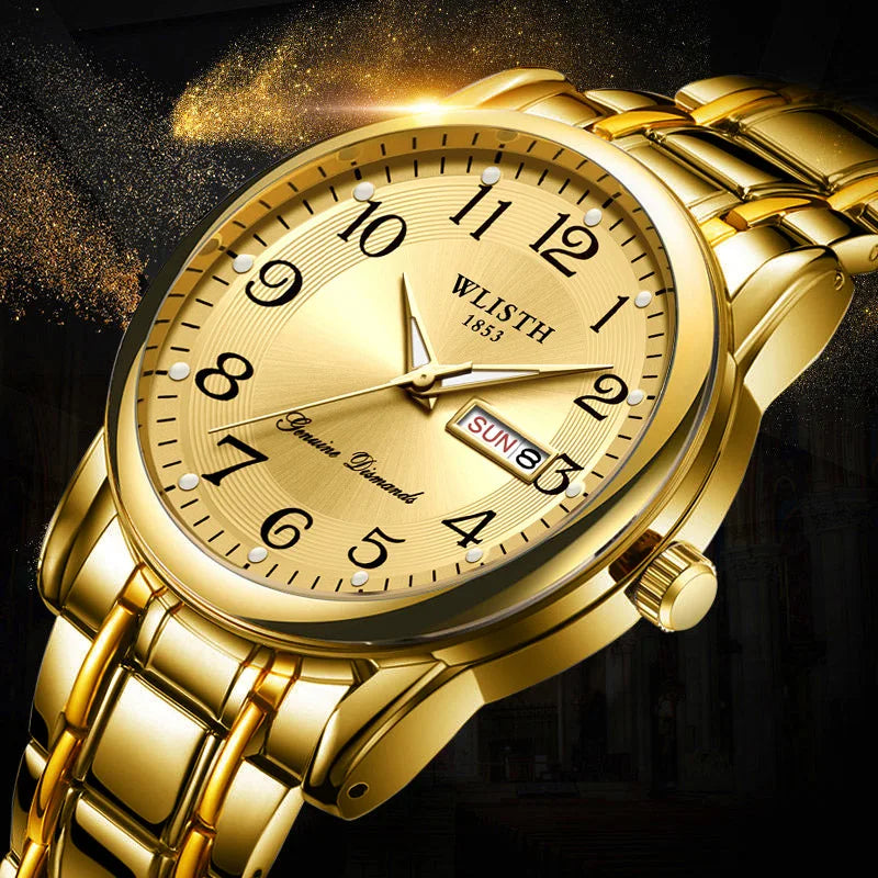 Montre de luxe pour femme, montre à quartz, montre-bracelet numérique, étanche, avec calendrier et affichage lumineux ; style mode et professionnel, convient aussi aux hommes.