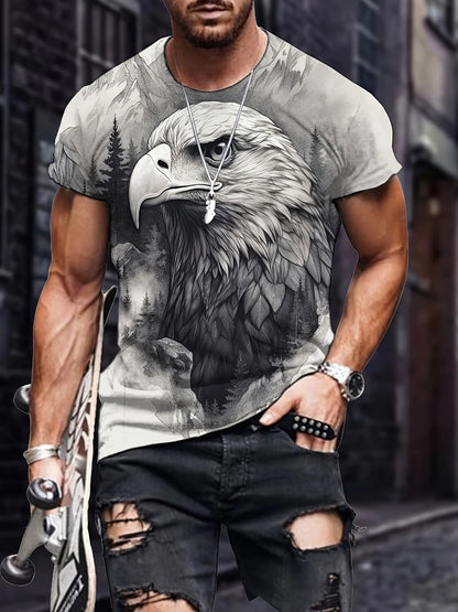 T-shirts Gráficas Fashion Eagle de Luxo — T-shirt de Verão para Homem, Tops Casuais de Manga Curta com Impressão 3D, Roupa Masculina