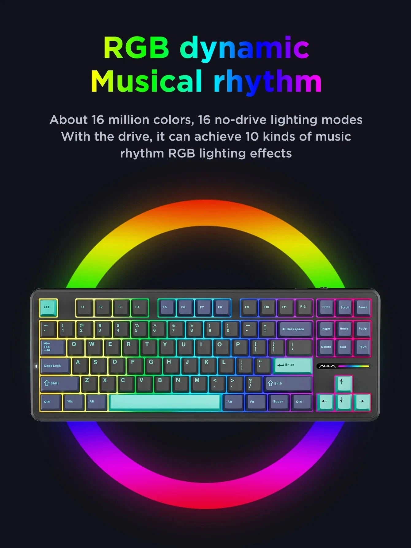 AULA F87Pro Mechanical Keyboard 2.4g/USB/Bluetooth Tri Mode Wireless 87 Key 5 Layer Silencing Filling Suitable For Gaming + Typing