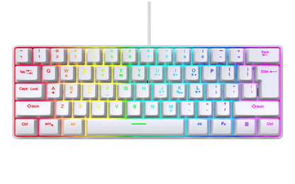 Tastiera da gaming, tastiera ultra-compatta a 61 tasti con retroilluminazione RGB russo/inglese, tastiera da ufficio impermeabile con sensazione meccanica per il gaming