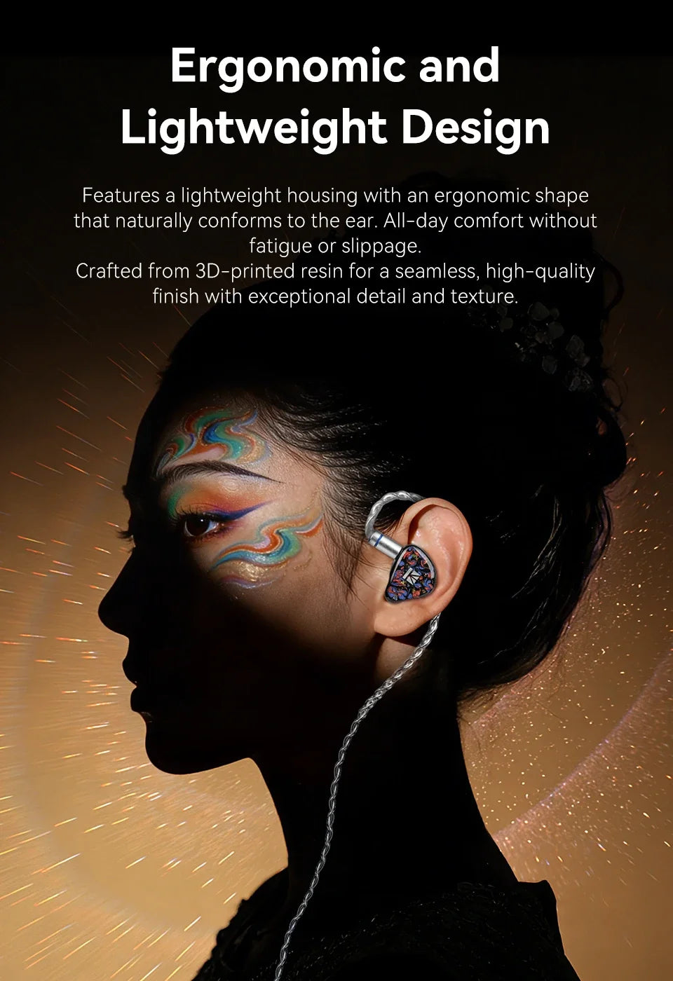 KBEAR Kalideer Apex-P6 1DD+1BA+1Piezo Monitor IEMs Écouteurs intra-auriculaires hybrides avec boîtier en résine imprimé en 3D, écouteurs filaires HiFi