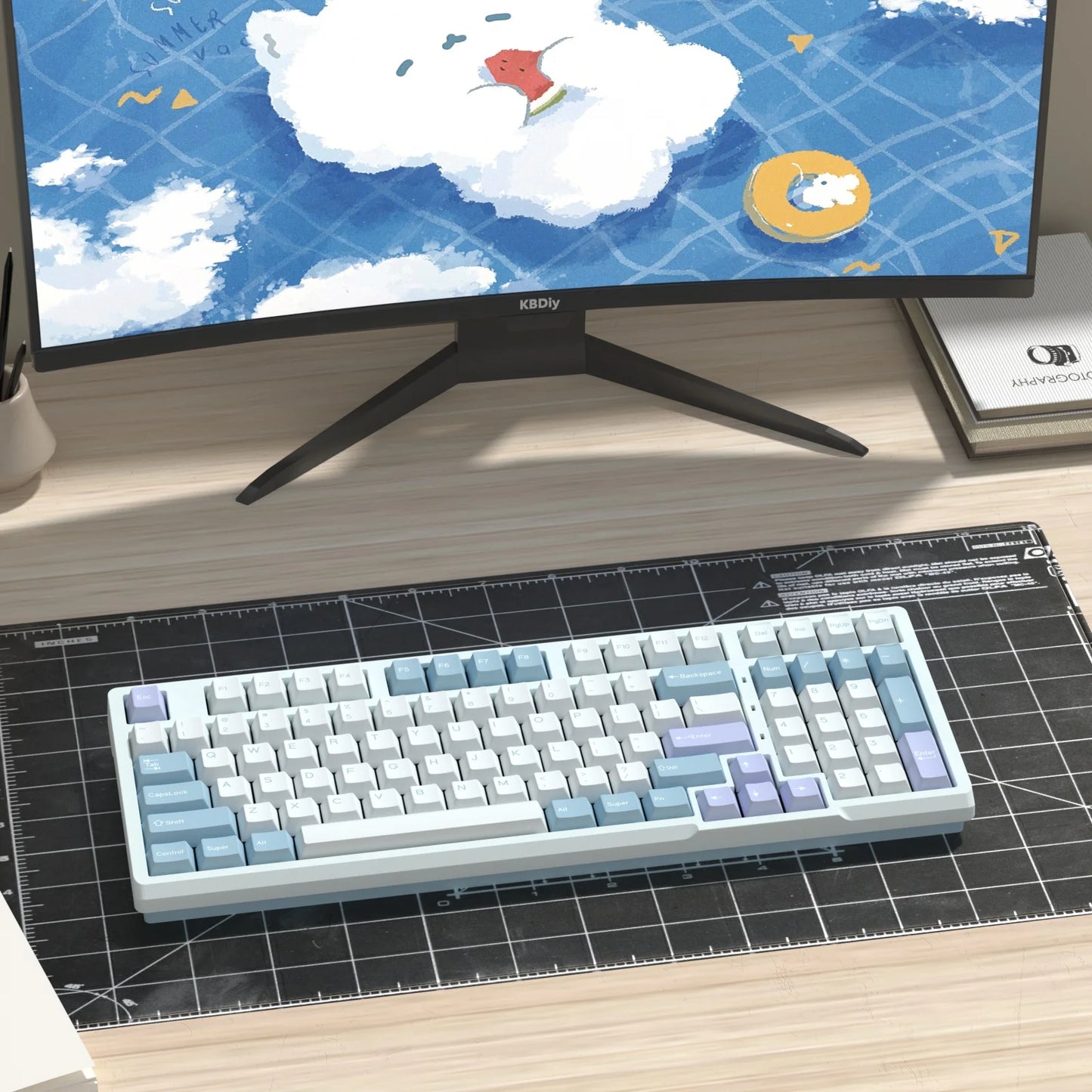 KBDiy GMK Illusion Set di tasti profilo Cherry Double Shot PBT ISO per tastiera meccanica gamer Kit Gaming stile rétro