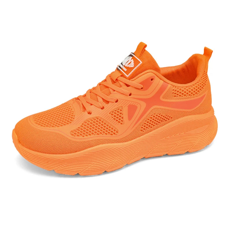 Fashion Platform Men's Running Shoes Trendy Casual Knit Breathable Orange Sneakers Men Outdoor Sports Non-Slip Jogging Shoes Men