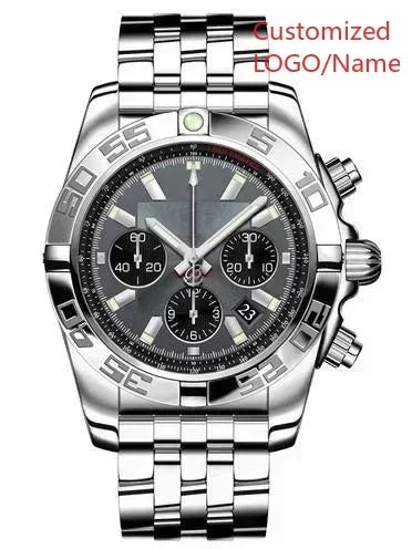 A989 Store Customized Watch Fashion Sport Quartz Watch for Men Chronograph Sapphire Glass Silver Rose Rotating Bezel
