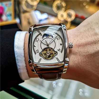 [Montre mécanique à tourbillon de luxe] Montre mécanique à tourbillon de luxe légère pour homme – Modèle haut de gamme entièrement automatique, style « squelette » tendance, idéal pour une tenue professionnelle o