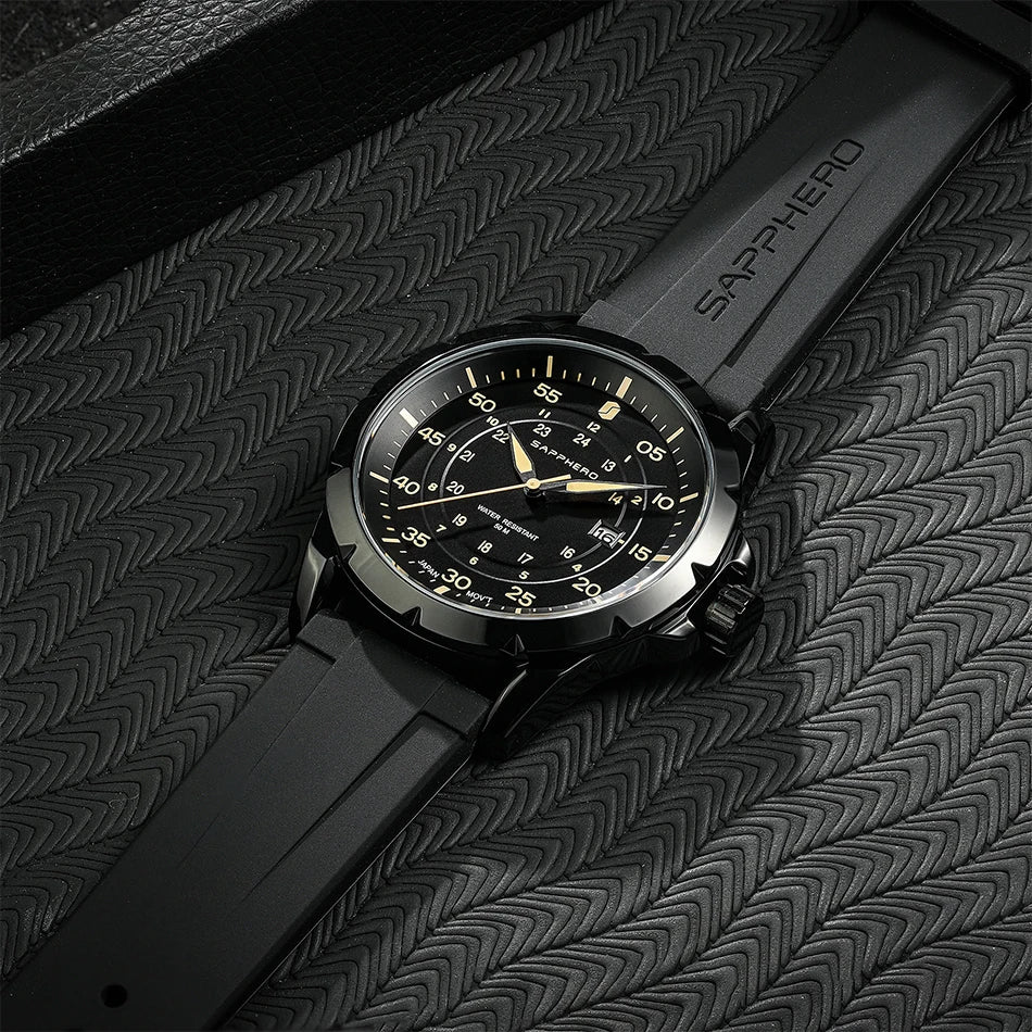 Montre pour homme SAPPHERO – Montre à quartz de luxe, étanche jusqu'à 50 m, équipée d'un mécanisme importé et d'un boîtier en acier inoxydable – Une idée cadeau idéale pour homme.