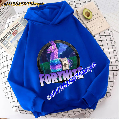 Детски суитшърт с качулка FORTNITED с дълъг ръкав за момичета и момчета, streetwear стил, аниме мода, горнище за деца и бебета, подарък