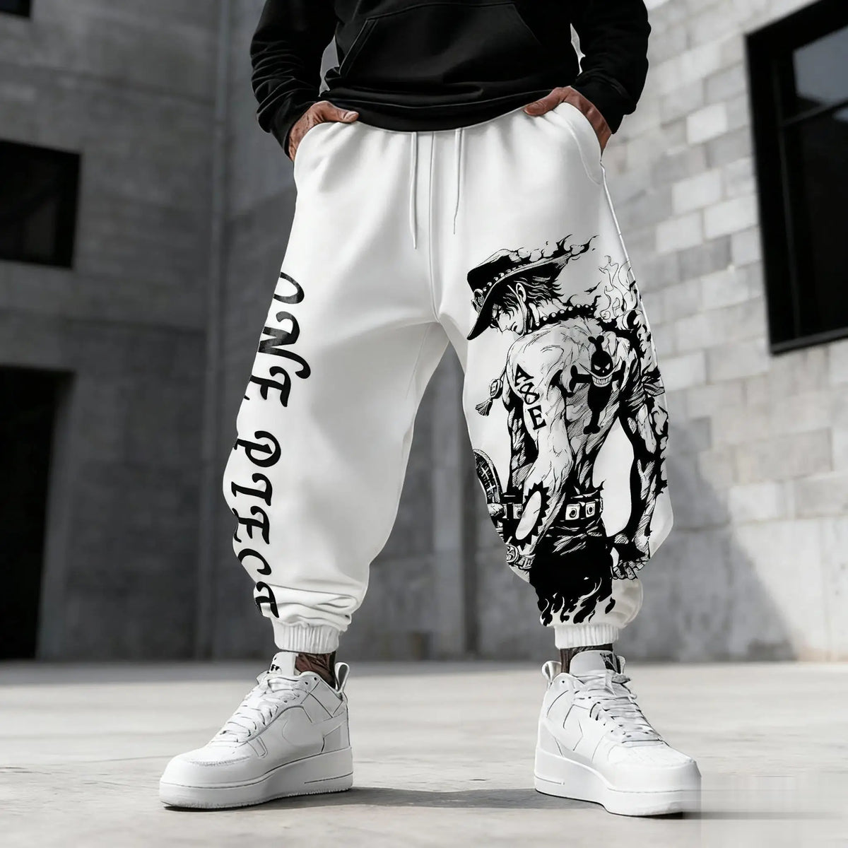 One Piece Luffy Herren-Jogginghose, Fitness- und Sporthose, Anime-Print, locker sitzend, lässig, neue Wintermode, Y2K-Kleidung, Hip-Hop-Hose
