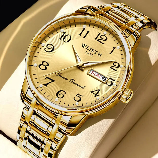 Montre de luxe pour femme, montre à quartz, montre-bracelet numérique, étanche, avec calendrier et affichage lumineux ; style mode et professionnel, convient aussi aux hommes.