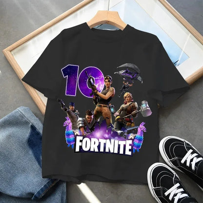 Fortnites dječje majice s brojem za rođendane za djevojčice i dječake, ljetna odjeća, pamučne majice za bebe, kratke majice za zabave, kratkih rukava, poklon za malu djecu
