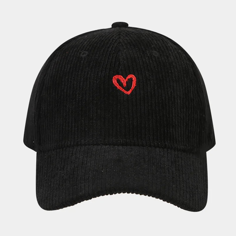 New Little Love Embroidered Corduroy Baseball Cap Spring and Autumn Women's Korean Fashion Simple Sun Hat Outdoor Casual Caps
