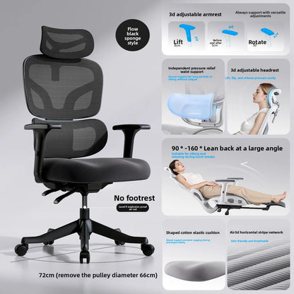 Ergonomic Office Chair Comfortable  Long Sitting Home Gaming Computer Recliner Nap Chair Adjustable Height Lumbar Support Swivel