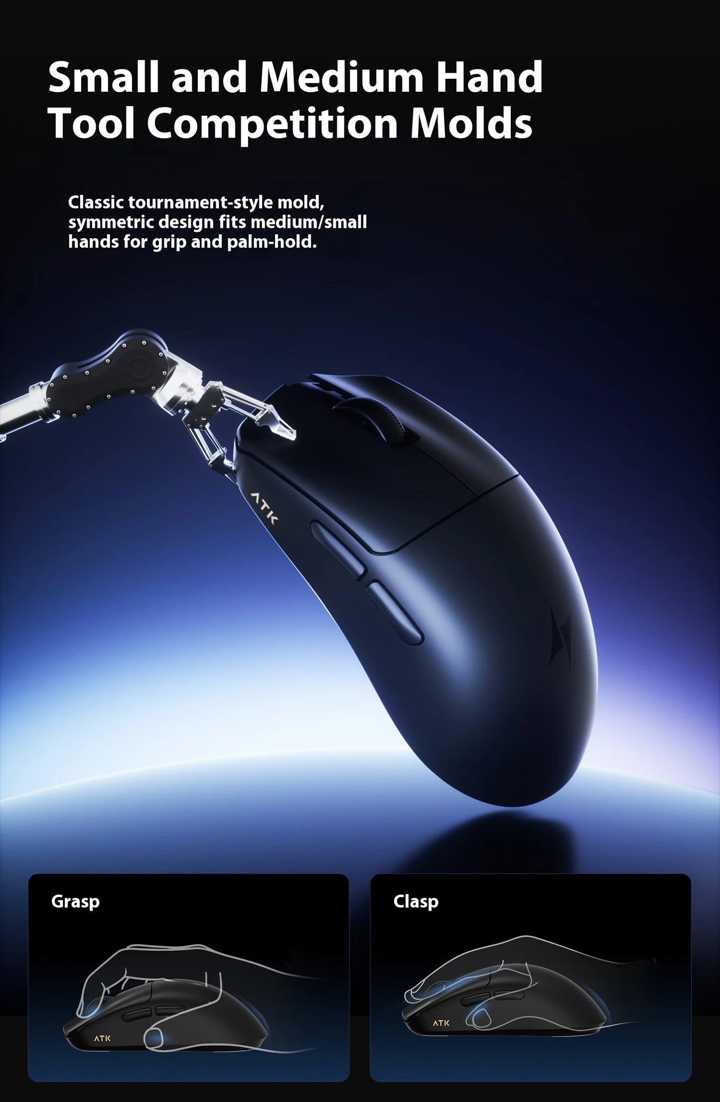 Mouse gaming ATK F1 V2 Ultra MAX wireless tri-mode PAW3950, dublu 8k, ușor, ergonomic, mouse esports, accesoriu PC personalizat