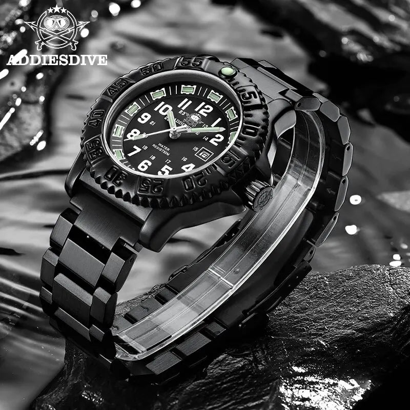 ADDIESDIVE Men’s Luxury Military Sport Quartz Watch  Luminous Dial, Rotating Bezel, Nylon Strap & 50M Water Resistant