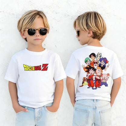 Anime Dragon Ball Cosplay T-Shirt Cotton Short Sleeve Tops Casual Loose Retro T-Shirt Men Women Family Matching Summer Outfits