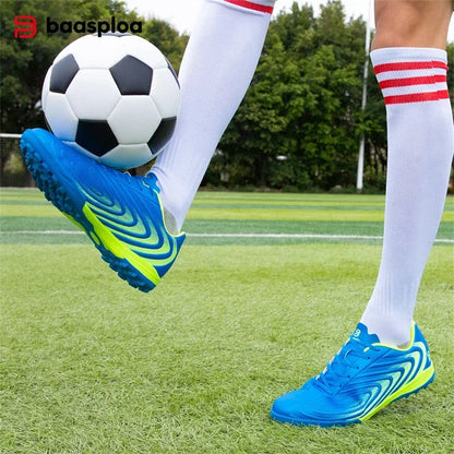 Baasploa Men Professional Soccer Shoes Outdoor Anti-Slip Training Sport Shoes Male Light Leather Football Boots Chuteira Campo