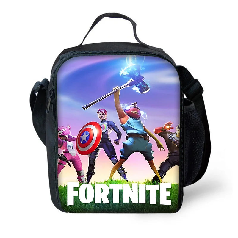 Zaini per bambini con design Hot Game, borsa pranzo e astuccio, borse scuola per alunni ad alta capacità, per bambino e bambina, regalo ideale F-FortniteS