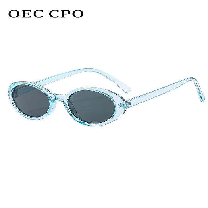 New Small Oval Sunglasses Women Men Trendy Vintage Hip Hop Cat Eye Sun Glasses Female Leopard Black Punk Eyewear UV400 Oculos