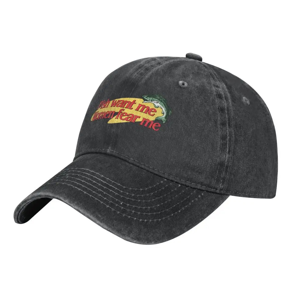 «Fish Want Me», «Women Fear Me»: gorras clásicas de béisbol con visera, «Fish Go Fishing», «Fisherman», gorras parasol para hombre y mujer