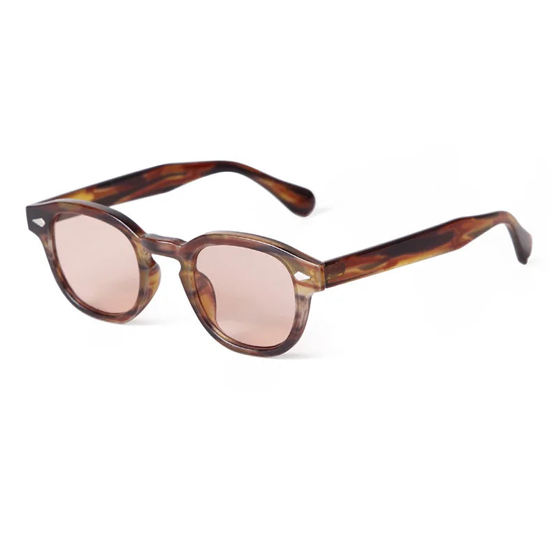 JNPCXI Vintage Round Sunglasses Women Men Retro Rivet Blue Gradient Female Sun Glasses UV400