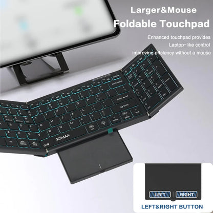 Teclado dobrável retroiluminado de tamanho completo Jomaa Bluetooth+USB, sem fios, com touchpad e teclado numérico para portátil Windows
