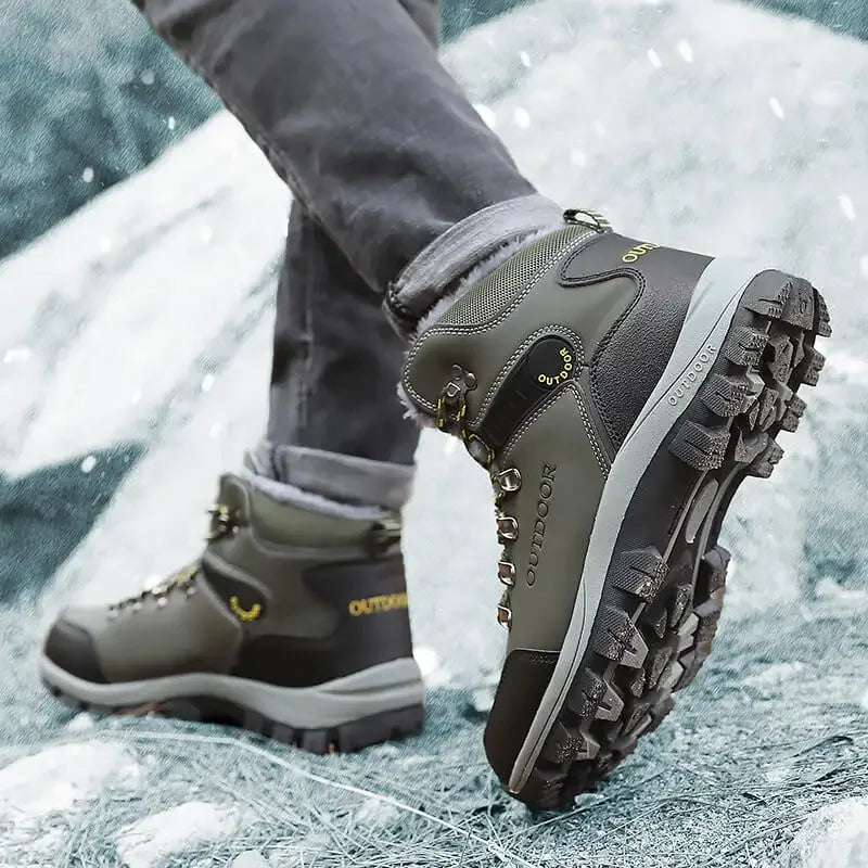 Bottes de neige en coton pour hommes, chaussures montantes, randonnée en plein air, chaudes, confortables, étanches, mode vintage, automne, hiver