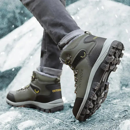 Bottes de neige en coton pour hommes, chaussures montantes, randonnée en plein air, chaudes, confortables, étanches, mode vintage, automne, hiver