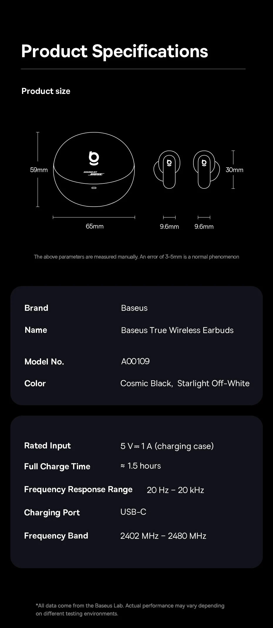 Baseus Inspire XP1 -50dB Adaptive ANC Wireless Earbuds Bluetooth 6.1 Dolby Audio 6 Mic ENC Wireless Earphones bud Sound by Bose