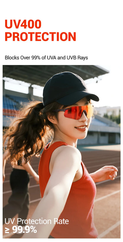 Kapvoe Neue Outdoor-Lauf- und Fahrradbrille, photochrome Sonnenbrille für Damen und Herren, Sportbrille für Marathon und Radfahren, UV400-Schutzbrille