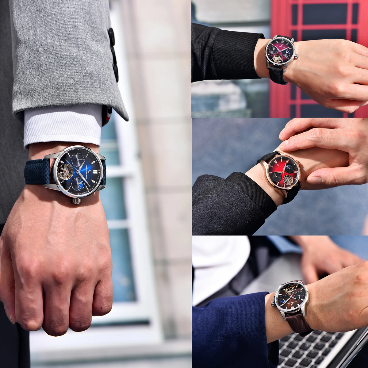 PAGANI DESIGN Newest 41MM Luxury Men's Mechanical Watch Sapphire Glass Leather Waterproof Pilot Tourbillon Moon Reroj Hombre