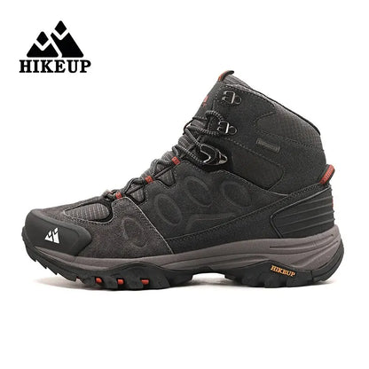 HIKEUP High-Top Men Hiking Boots Winter Outdoor Shoes Lace-Up Non-Slip Sports Casual Trekking Boots Men Suede Warm Shoes