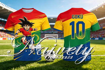 Sommer-T-Shirt „Dragon Ball Goku“ mit 3D-Print, schnell trocknend, Unisex, Retro-Manga-Jersey, Herren und Damen, Fußball, Kurzarm, Streetwear