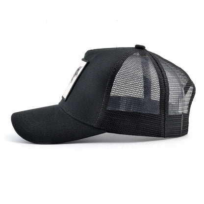 Modische Trucker-Caps mit besticktem Ziegen-Patch, Vier-Jahreszeiten-Snapback-Baseballcap für Herren und Damen, verstellbare Schirmmütze