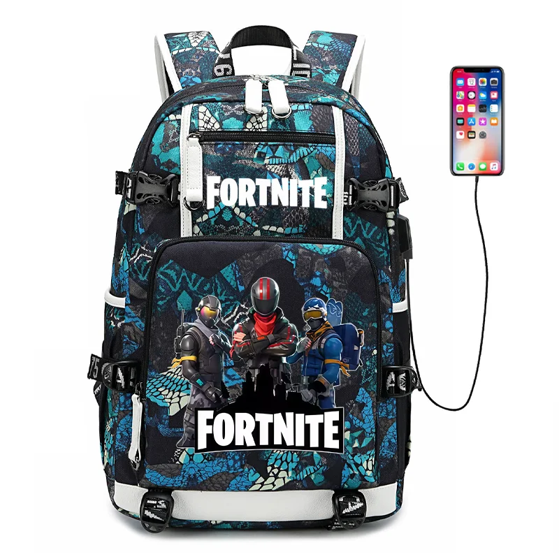 Mochila escolar Fortnite con estampado del juego para estudiantes, niños y niñas, gran capacidad, impermeable, ligera y resistente, regalo de cumpleaños