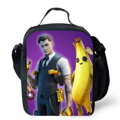 Lunch Bags for Children,Cartoon Fort-nite School Picnic Bags for Girls Boys,Kids Insulated Cooler Lunch Bags Portable Lightweigh