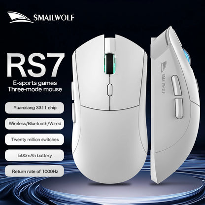 Bezdrátová herní myš SMAILWOLF RS7 Bluetooth, tři režimy, PAW3311, makra s vysokou přesností, pro notebook, gaming i kancelář