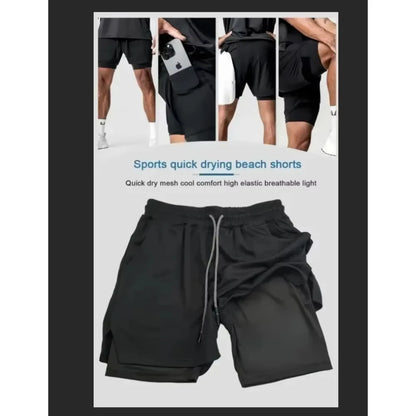 2026 New Dragon Ball Z Son Gohan Anime Men's Double Layer 2 In 1 Gym Shorts Summer Quick-dry Soft Comfy Lightweight Beach Shorts