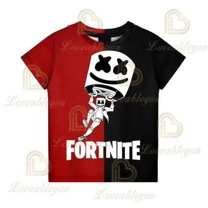 Camiseta infantil de verano Cartoon Fortnite con estampado 3D, para niños y niñas, streetwear para adultos y niños, camiseta divertida de cuello redondo