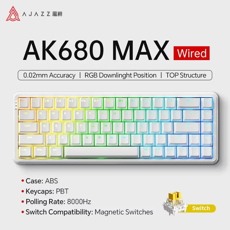 AJAZZ AK680 MAX Magnetic Axis Wired Keyboard 0.125ms Ultra-Low Latency Professional Gaming Keyboard