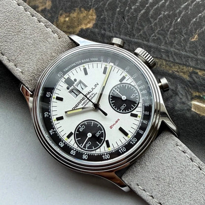 New PIERRE PAULIN BIg Date Retro 70‘s Vintage Panda Style Chronograph Mechanical Men's Complicated 38MM Luxury Sapphire Wrist