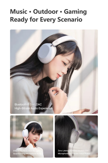 TANCHJIM RITA HiFi Bluetooth Headset Wireless/Wired LDAC ANC・ENC 40mm DMT5 Dynamic Driver Bluetooth 6.0 + 3.5mm Gaming Over-Ear