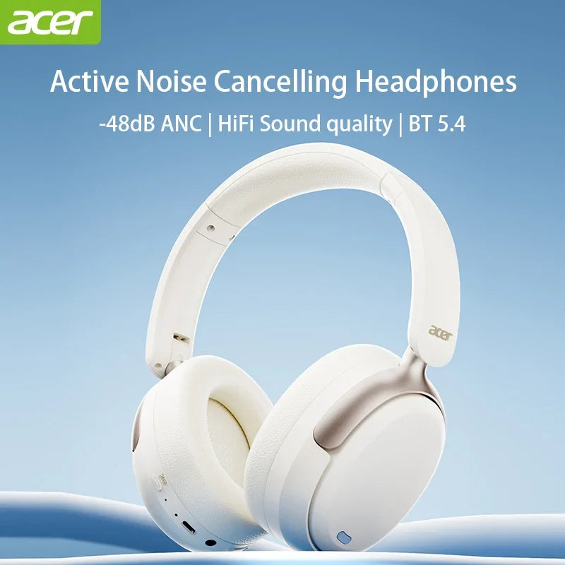 Acer ANC FIHI casque Bluetooth 5.4 48dB suppression du bruit hi-res Audio spatial écouteur avec LDAC sur l'oreille casque sans fil