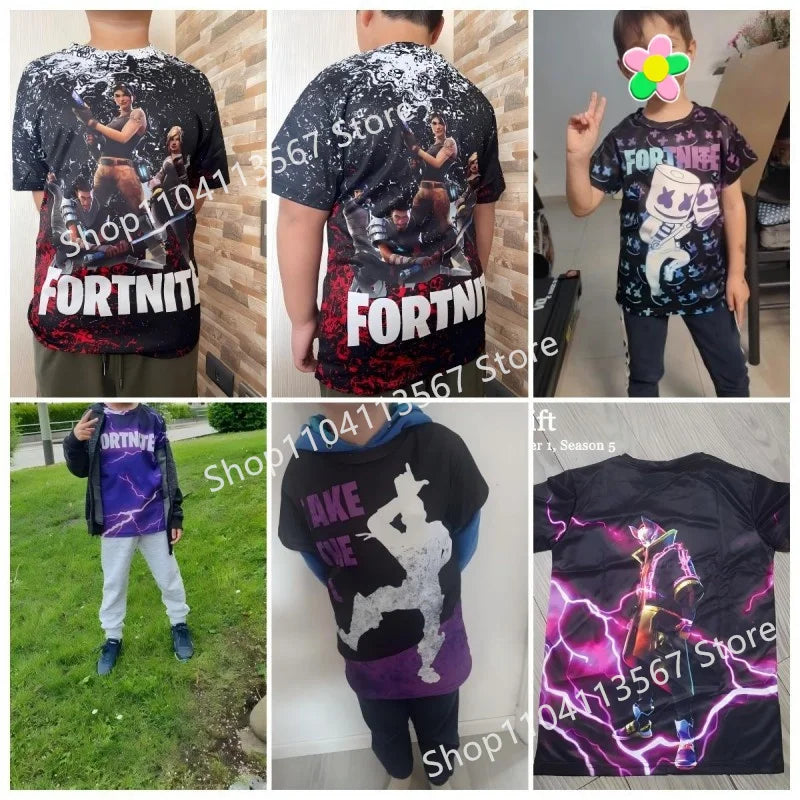 Youth F-Fortnited T-Shirt Battle Game Adults Short Sleeve Summer Tees for Teen Boys and Girls