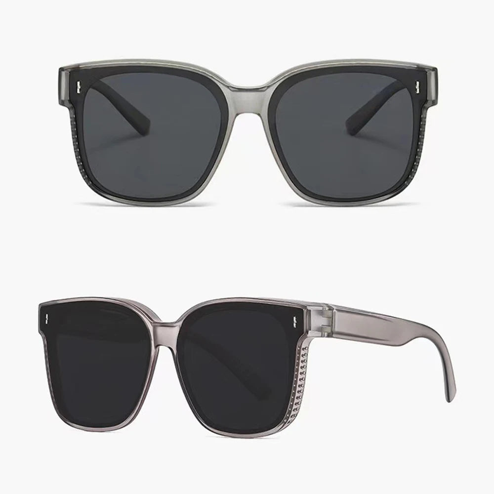 Gafas de sol polarizadas de moda para llevar sobre gafas graduadas para miopía; gafas portátiles para hombre y mujer, de estilo vintage, para pesca y conducción