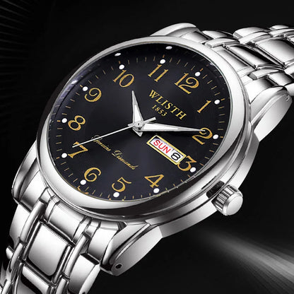 Montre de luxe pour femme, montre à quartz, montre-bracelet numérique, étanche, avec calendrier et affichage lumineux ; style mode et professionnel, convient aussi aux hommes.