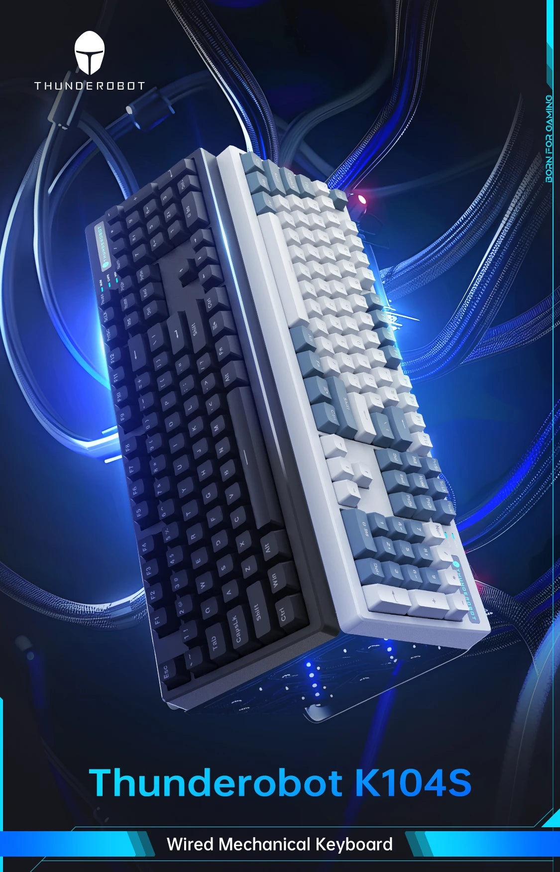 Thunderobot K104S Mechanical Keyboard Full-Size 104 Keys Wired Office Gaming Keyboard ABS Shine-through Keycaps For PC Laptop