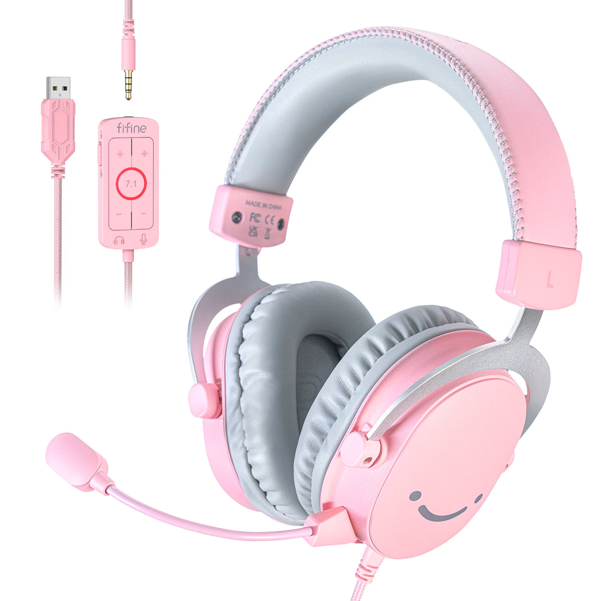 FIFINE – casque de jeu USB avec son Surround 7.1/prise 3.5mm/Microphone, casque filaire sur l'oreille pour PC PS4/5 Xbox Ampligame H9W