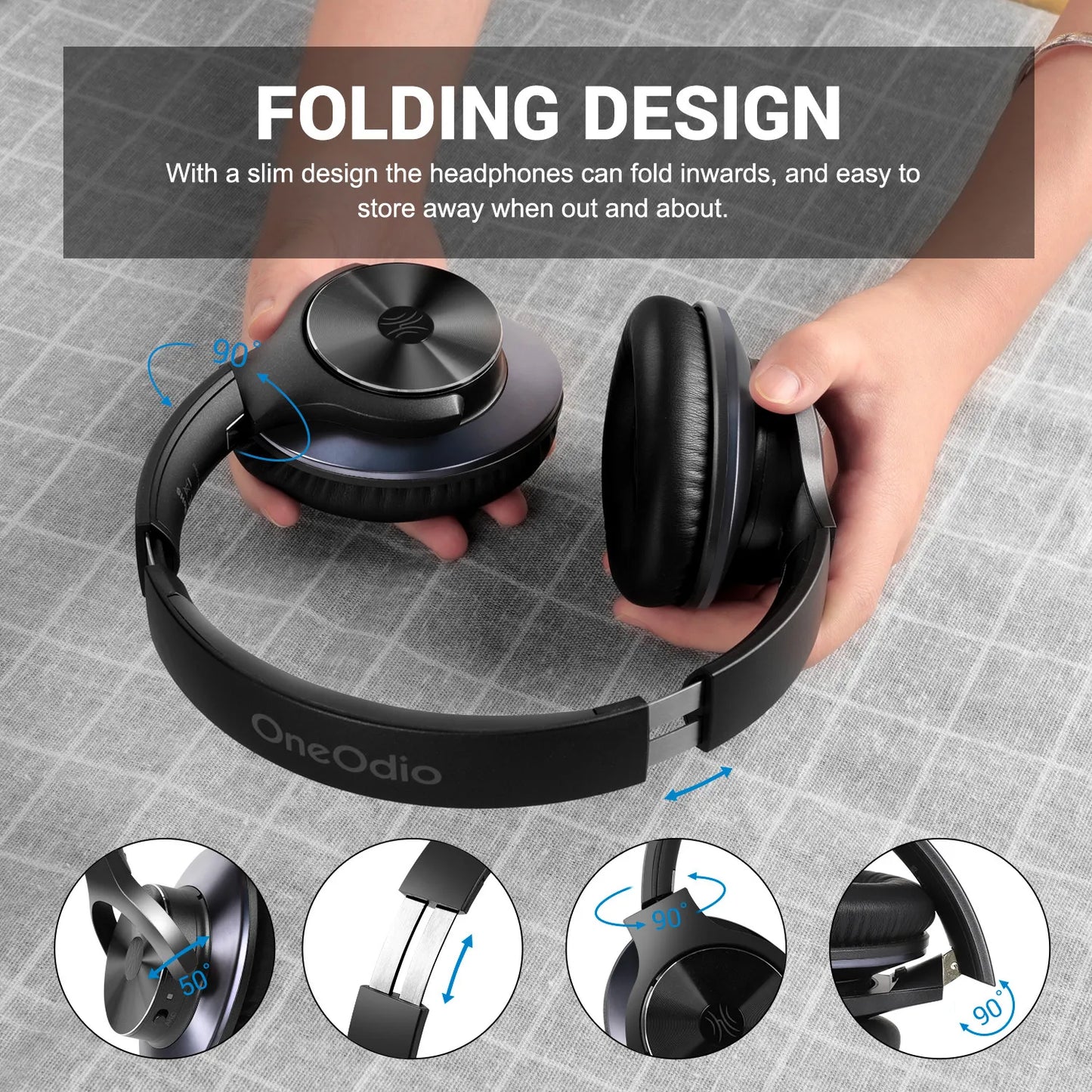 Oneodio A10 Bluetooth 5.4 Headphones Hybrid Active Noise Cancelling With Hi-Res Audio Over Ear Wireless Headset ANC With 5-Mic