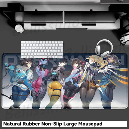 Accesorios Gaming O-Overwatch D-D.va Alfombrilla de Ratón Grande, Alfombrilla para Teclado y Ratón PC, Deskmat XXL Extendida, Alfombrilla Gamer