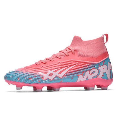Chaussures de football pour hommes et femmes, chaussures de sport à crampons longs, idéales pour les étudiants, les matchs et l'entraînement.